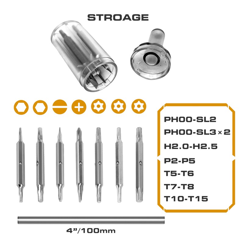 JWL Decor 16-in-1 Mini Screwdriver Set, (Phillips, Slotted, Hex, Torx)