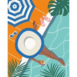 Ravensburger CreArt 25523 Pool Time Painting by Numbers Adults, DIY Painting Set with Brush and Acrylic Paints, Gift for Women and Men, Painting for Adults