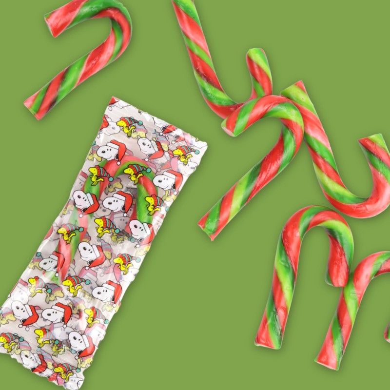 Mini Candy Canes, Cherry Flavored, Peanuts Individually Wrapped Christmas Candies,