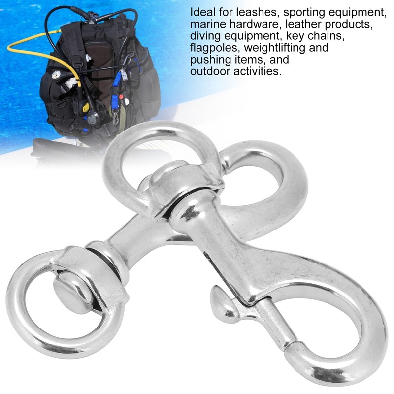 2pcs 80MM Diving 316 Stainless Steel Swivel Eye Snap Hook