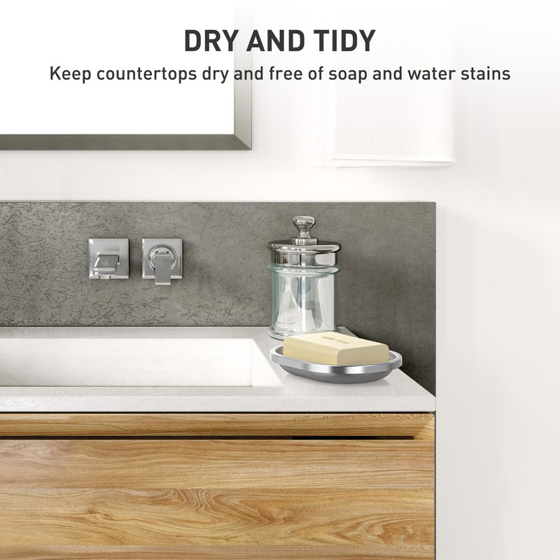 Soap Dish,Stainless Steel Soap Holder with Drain Spout,Brushed Metal Soap