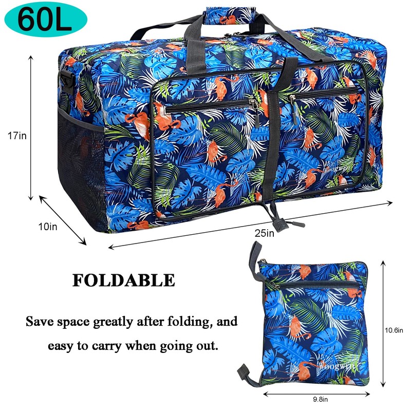 Woogwin Travel Duffel Bag Large Foldable Waterproof Overnight Bag for