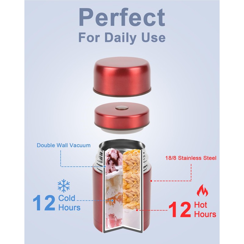 Dreamhigh® Thermal Food Container, 800 ml, Stainless Steel Food Warming