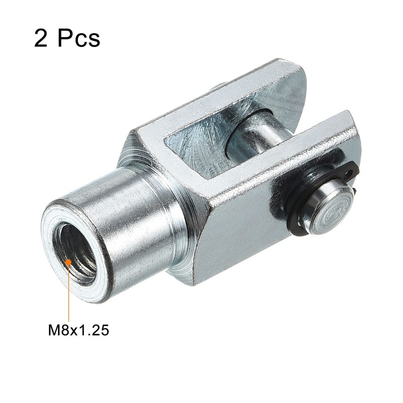 PATIKIL M8x1.25 Air Cylindrical Rod Clevis End, 2 Female Threads,