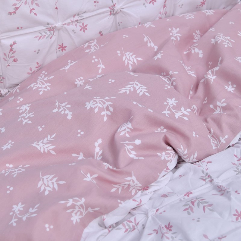 Sleepdown Duvet Cover Set, Blush Pink White, Single