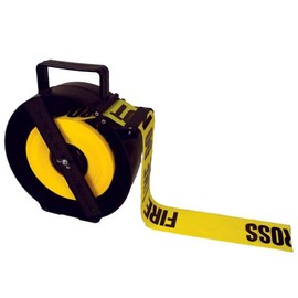 NMC TT1B Tape Tender Tape Dispenser - 13 in. x 4.5 in. Polypropylene Barricade Tape Dispenser in Black with Cutting Blade/Carrying Handle