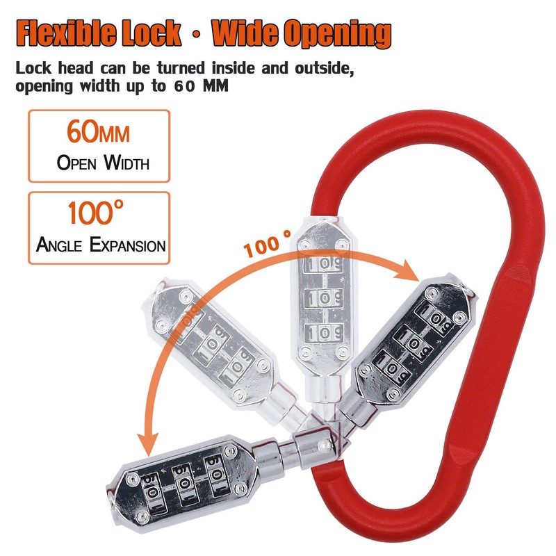 Combination Carabiner Clips,V-Resourcing Resettable 3 Dial Digit Combination Lock Carabiner