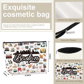 NBIAN 4PCS Bostons Themed Makeup Bag - Bostons Souvenirs Gift for Women, Best Friend, Sister - Travel Friendly Cosmetic Bag, Birthday Christmas Gifts
