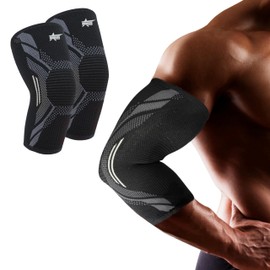 Rangos Elbow Support Pair, Anti-Slip Compression Sleeves for Weightlifting, Tendonitis, Arthritis, Injury, Tennis Elbow Support Strap, Golfers Elbow Support, 2 Pack (XL)