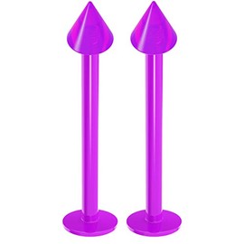2pc 1.2mm 16g Labret Bar Studs Lip Ring Monroe Tragus Snake Spider Bites Forward Helix Cartilage Dahlia Conch Purple 3mm Cone Piercing - 12mm
