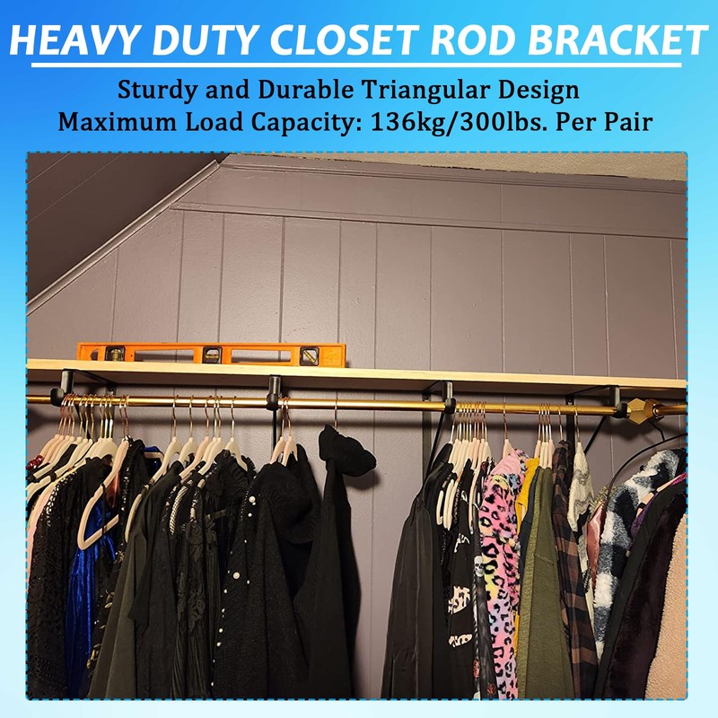 APOCHON 8 Pack Heavy Duty Closet Shelf & Rod Brackets