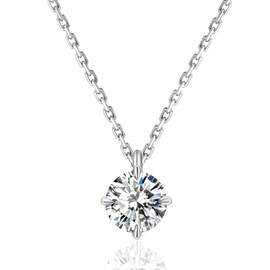 KRKCLIFE Diamond Pendant Necklace for Women, 0.5CT-4.0CT Moissanite Solitaire Necklace White Gold, Round-cut Lab Grown Diamond, S925 D Color VVS1 Adjustable 18+2 inches, for Mom Girls Wife