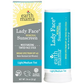 Earth Mama - Juego de 2 barras de protección solar mineral tintadas para cara de dama SPF 40, ligero/medio, Light/Medium, 21 - Medium - T...