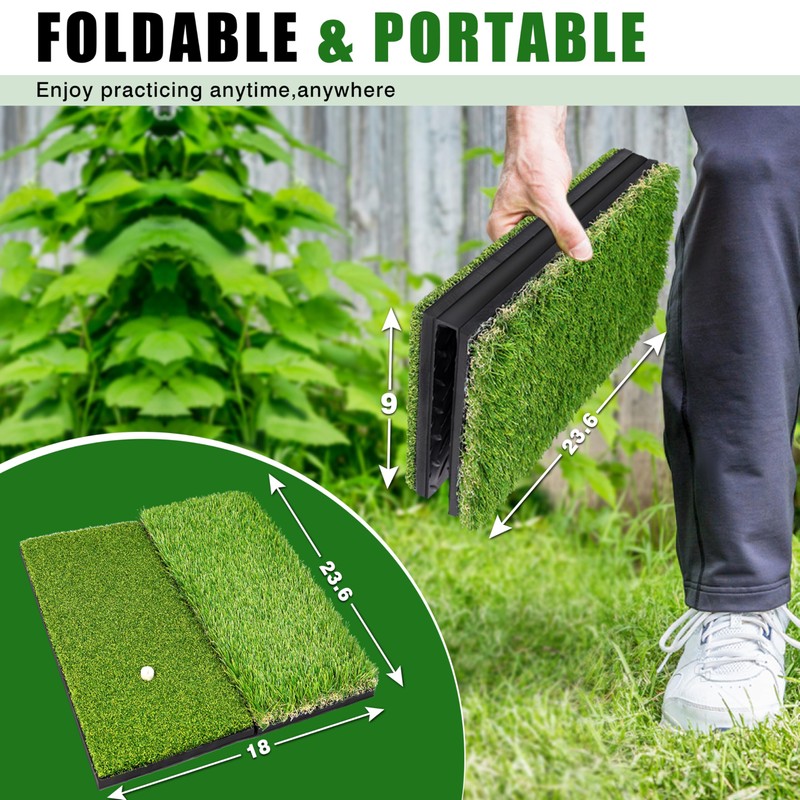 BIRDIEBLAST Premium Golf Hitting Mat, 10mm Foam Padding with Rubber