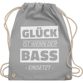 Shirtracer - Gym Bag Backpack - Festival Accessories - Glück ist wenn der Bass Eint, 5 Light Grey