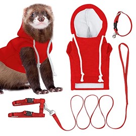 Red Ferret Sweater, Harness, and Leash Set - Ferret Clothes- Ferret Accessories - Clothes for Ferrets - Ferret Stuff - Hoodies for Ferrets - Ferret Accessories