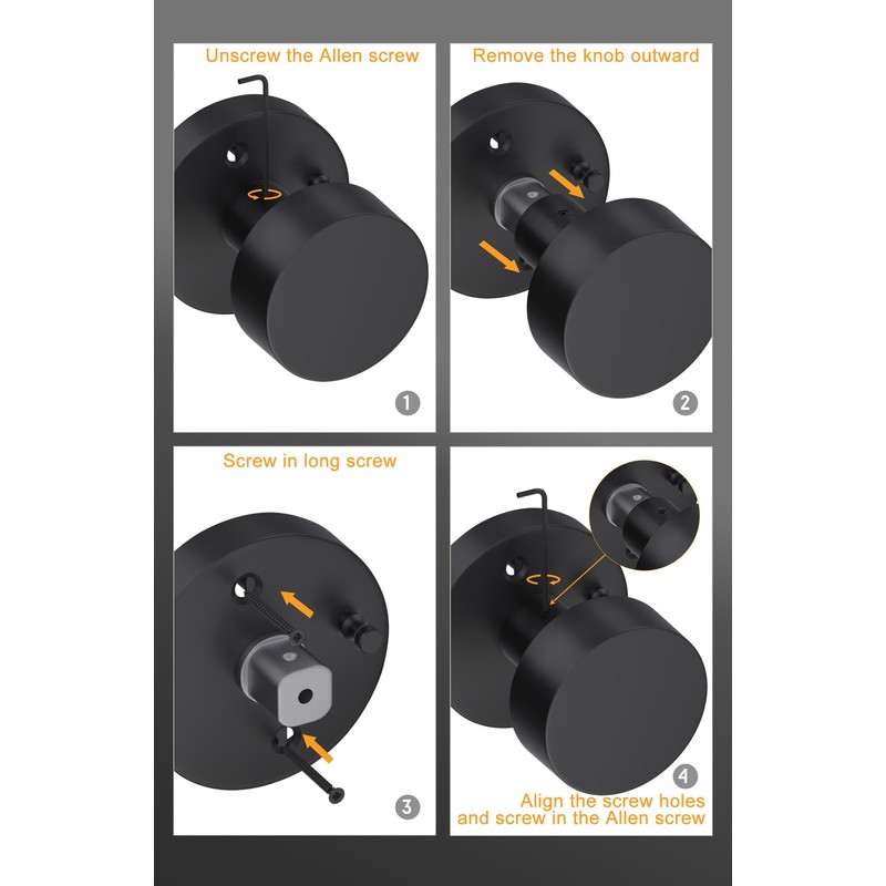 goldenwarm 2 Pack Black Interior Door Knobs, Heavy Duty Matte