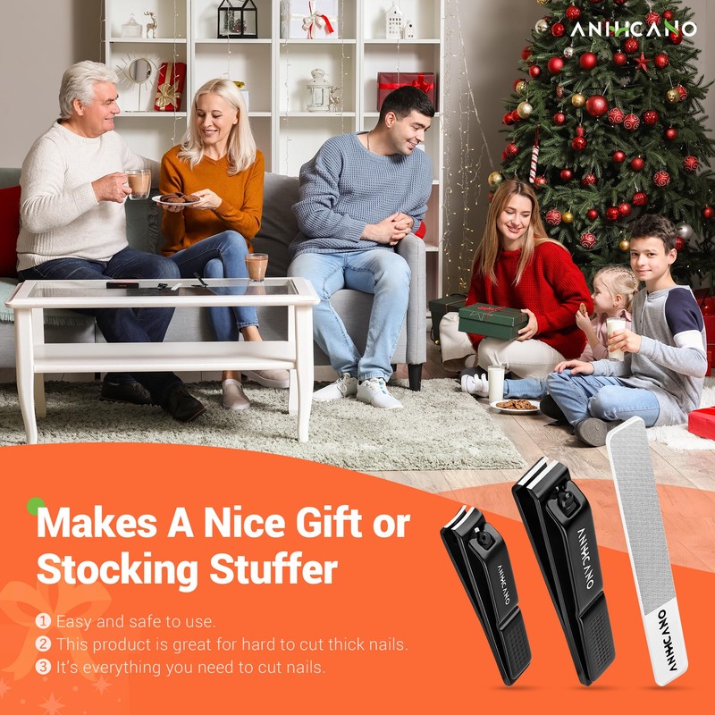Nail Clippers with Glass Nail File, ANIHCANO Ultra Sharp Nail