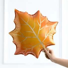 10Pcs Fall Maple Leaf Balloons Set, 23.6in Orange Foil Mylar Balloons for Autumn Harvest Thanksgiving Home Party Decorations Supplies