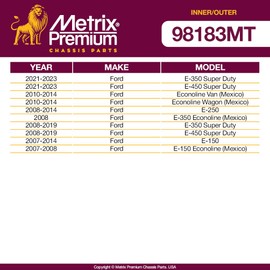 Metrix Premium Chassis Parts - 4 PC Inner & Outer Tie Rod End Kit Fits 21-23 Ford E-350 Super Duty, 21-23 E-450 Super Duty, 08-19 E-450 Super Duty, ES800481 DS300003 ES800402, ES800401, Made in Europe