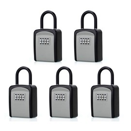 ABRA FOX Key Lock Box, Combination Lock box with Code for House Key Storage, Combo Door Locker (Black-5pack)