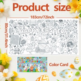 BCCSNNM Easter Coloring Tablecloth,Giant Coloring Poster for Kids Easter Paper Coloring Banner for Activities Games Gifts Party Favor Supplies (31.5 x 72 Inches)