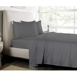 NIM TEXTILE Luxury Soft Sheets 1600 TC Softness Deep Pocket Fitted Sheet 4pc Bed Sheets Set Milano Collection Bedding - Dark Grey, Full