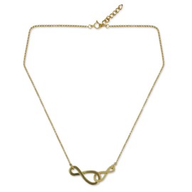 NOVICA Artisan Handmade Gold Vermeil Pendant Necklace Brushed with Infinity Symbols Sterling Silver Plated No Stone Thailand Oak Buff Buttercup Primrose Yellow Modern Inspirational [18 in L 1 mm W Pe]