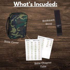 Trinity Church Supply Camo Bible Case Kit, Bookmark Strap and Chapter Tabs Included, Devotional Gifts for Men, 6.5 x 9.5 Inches