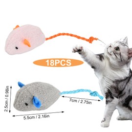 Dokpav 18 Pcs Catnip Mouse Toys for Cats, Soft Plush Catnip Cat Toys, 5.5cm Mini Simulation Catnip Interactive Cat Mouse Toy for Cat Puppy Kitty Kitten(Random Colors)