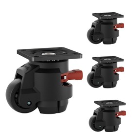 Plate Caster Leveling Casters Wheel with Ratchet Handle Height Adjustable Plate Casters Set of 4 Total Load Capacity 2200 Lbs Heavy Duty Industrial Retractable Casters 调节轮-T60
