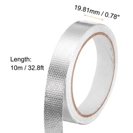 sourcing map Heat Shield Tape 0.78" x 32.8 Ft Waterproof Sunscreen Sound Insulation High-Temperature Resistance Silver Aluminum Tape Thickness for Automotive Repairs