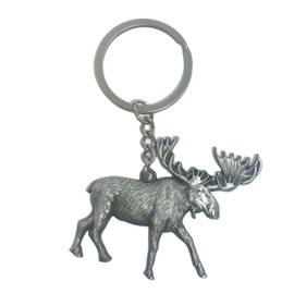 Moose Pewter Keychain - Decorative Vacation Travel Animal Elk Deer Souvenir Gift