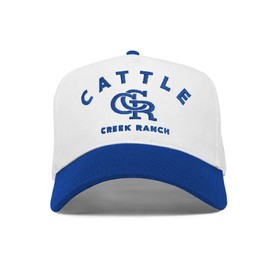 Cattle Creek Ranch Embroidered CCR Western Trucker Hat | Vintage Two Tone Snapback Trucker Hats Embroidered Baseball Cap, Royal White / Embroidered Ccr, One Size