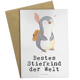 Mr. & Mrs. Panda Grußkarte s Stiefkind - Geschenk, Kinder, Glückwunschkarte, Geschenkidee, für, Mitbringsel, Klappkarte, Geburtstagskarte, Tochter,