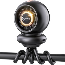 WITHOUSE Stroller Fan, Battery Operated Baby Stroller Fans, 8000mAh Rechargeable Fans, 75° Auto Oscillation Portable Fan, 5-12H Runtime, 4 Speeds Wind, Detachable Base & LED Display