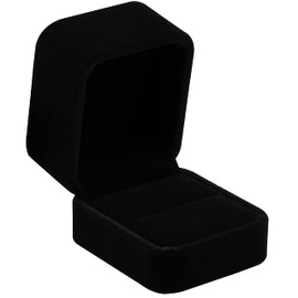 POKOFO Classic Velvet Engagement Ring Box Earring Jewelry Case Gift Box (Black)