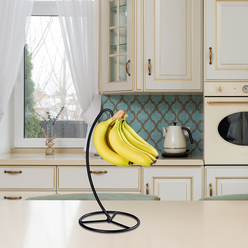 EGMEHOAD Banana Holder Stand, Banana Hanger Stand Black, Metal Bananas