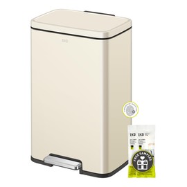 EKO Madison Vanilla Stainless Steel 50 Liter/13.2 Gallon Step Trash Can with Inner Liner - Fingerprint Resistant Finish