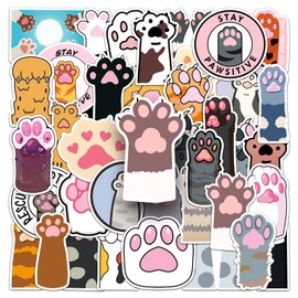 Pack of 50 Cat Paw Stickers for Bicycle, Motorcycle, Laptop, Car, Bumper, Fridge, Cute Animal Paws, Waterproof Vinyl Stickers, Adults, Teenagers, Gift, Cartoon Stickers