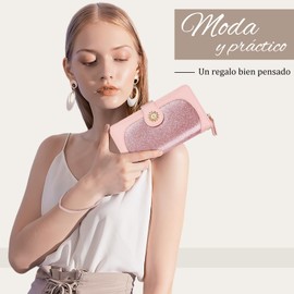 Ausein Carteras para Mujer de Piel, Monedero de cuero con Bloqueo RFID, Tarjetero Moda de Gran Capacidad con Cremallera, Billetera para Móvil de Dama Originales Minimalista, Regalo para Chica y Mujer