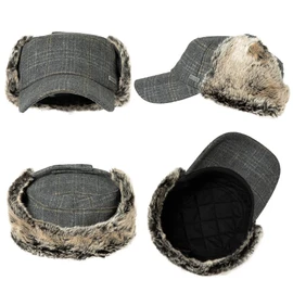 XXL 2XL Winter Trapper Hat Baseball Cap with Faux Fur Earflaps for Large Big Head Men Women with Quilted Lined Ear Protection Cold Weather Grey