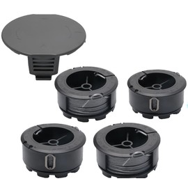 Pack of 4 grass trimmer thread spool, 1 trimmer cover, compatible with Bosch UniversalGrassCut 18 18-26 18-260, interchangeable with F016800570 replacement spool.