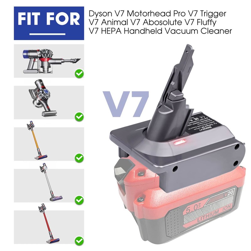 BTRUI for Dyson V7 Battery Adapter for Craftsman 20V Battery