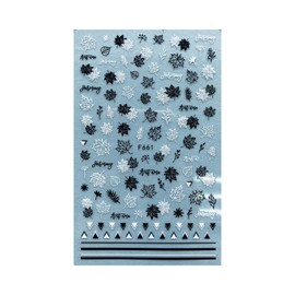 Tropical Leaf Beach Nail Sticker Drink Pine Flamingo Fish Palm F661 Black White Nail Wraps Art Stickers Manicure Supplies for Women for Home Nails Full Long Lasting Easy Apply and Remove