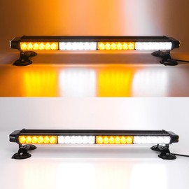 CUMART 26.5" 54 LED Automotive Rooftop Beacon Light Bar Double Side Emergency Warning Flash Strobe Snow Plow Light Traffic Advisor with Magnetic Base For Tow Work Truck Pickup Amber White