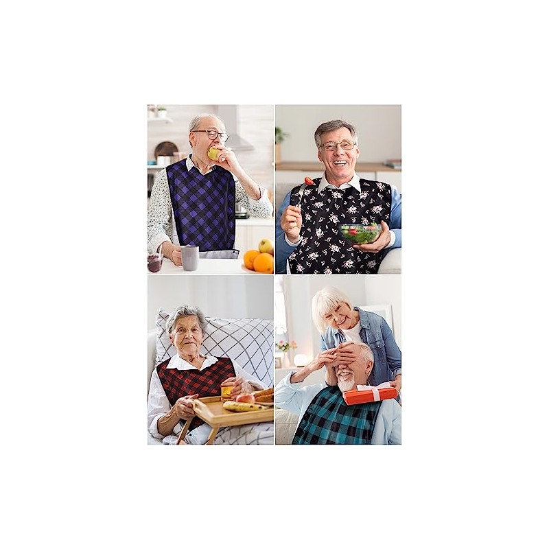 12 baberos lavables para adultos para comer, protector de ropa