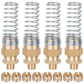 HASAOMOI 4 Pack 1/2 Hose x 3/8” Male Connector Air Brake Hose Fitting with 8 Pack Fitting Sleeve Tube, Brass DOT Air Brake Hose End Fitting for Air Brake Systems