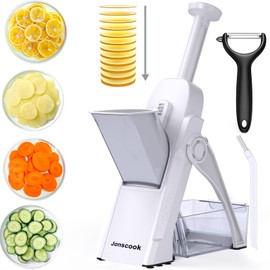 Vegetable Slicer Kitchen Adjustable Thickness 0.1-8mm Professional Vegetable Slicer Potato Slicer Chip Cutter Cutte (Only Slice, White)