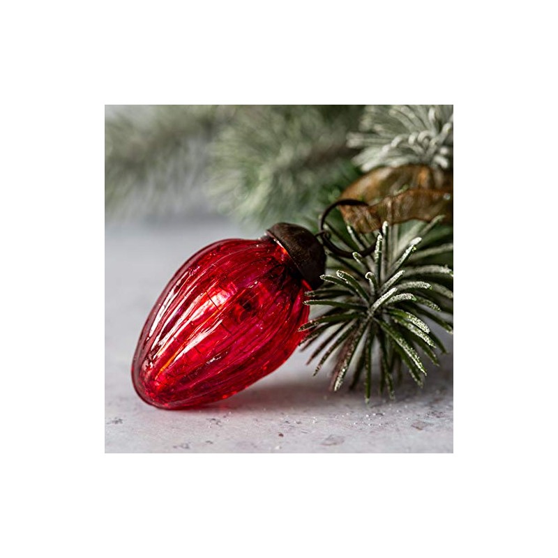 Aurora Christmas Set of 6 Pinecone Christmas Baubles, Red, 1"